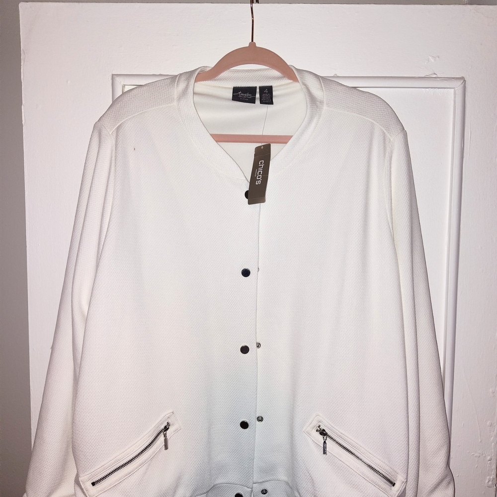 Chico's Classic White Bomber Jacket